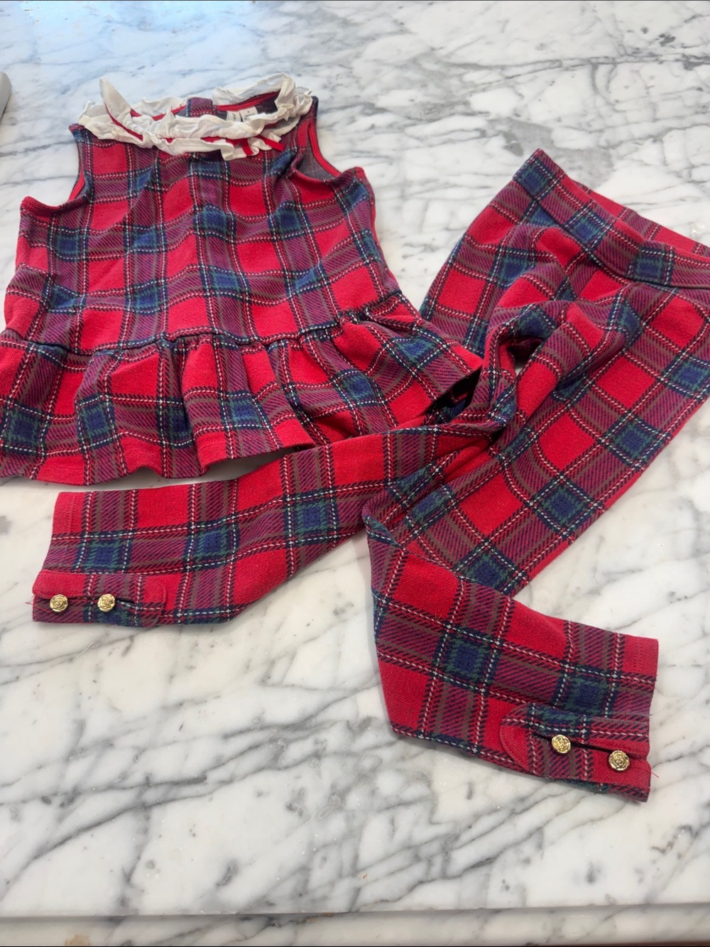 Janie and Jack Red Plaid Girls Skirt with Tartan Detail